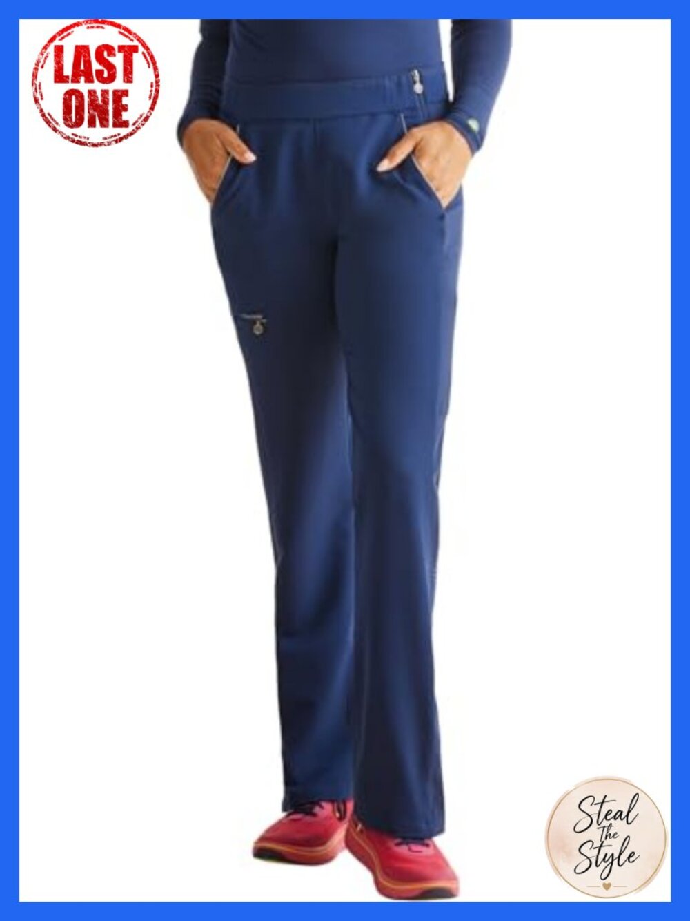 Women's Mid Rise Scrub Pant 6 Pockets Moisture Wicking Straight Leg